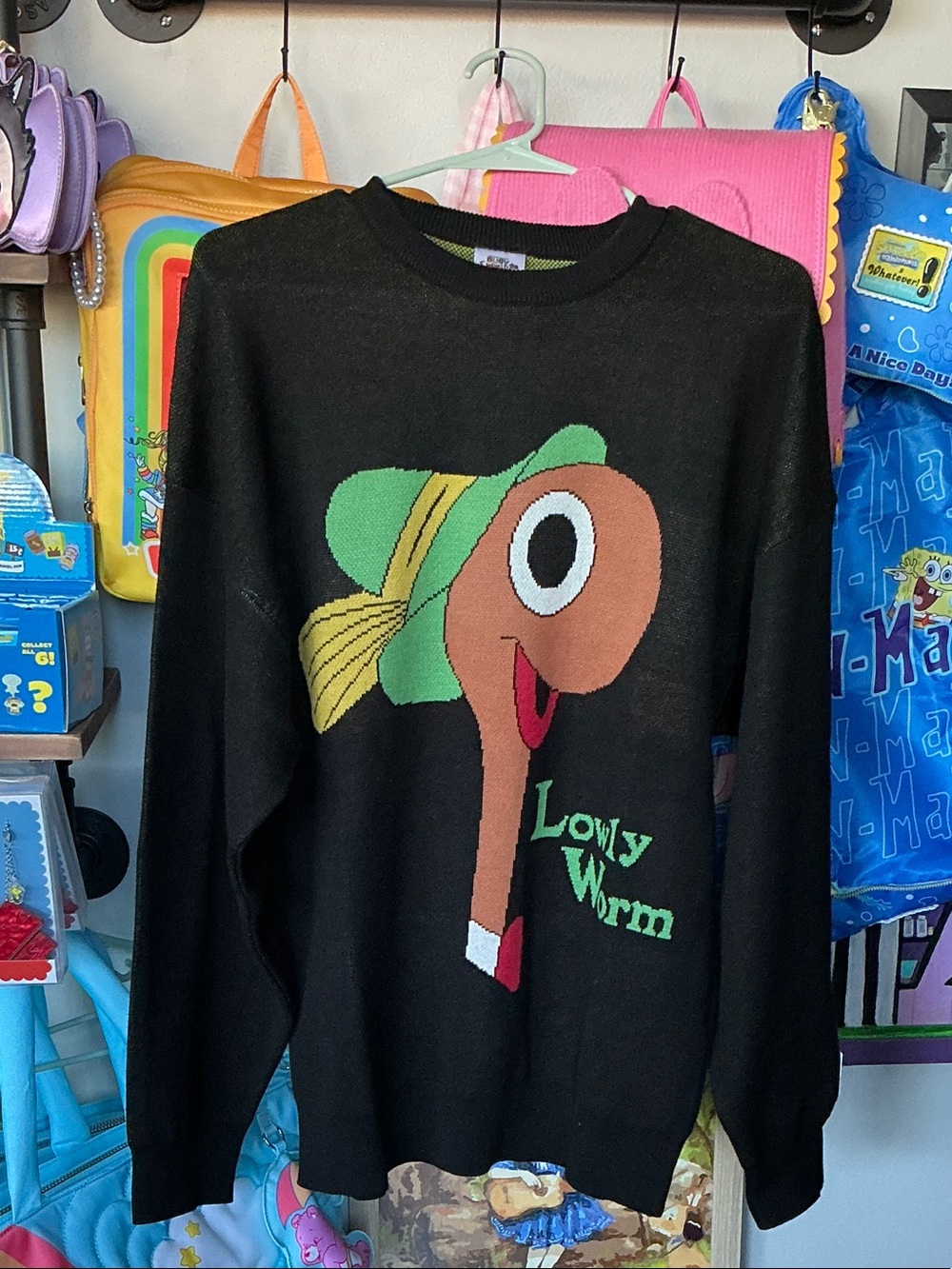 Richard Scarry’s Black 'Lowly Worm' Novelty Graphic Knit Sweater